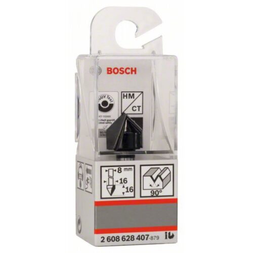 V-образная пазовая фреза Bosch 8 mm, D1 16 mm, L 16 mm, G 45 mm, 90° 2608628407 2608628407