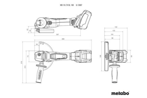 Metabo WB 18 LTX BL 180 Аккумуляторная угловая шлифовальная машина (613087840) 613087840