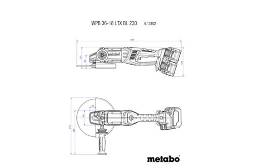Metabo WPB 36-18 LTX BL 230 Аккумуляторная угловая шлифовальная машина (613102860) 613102860